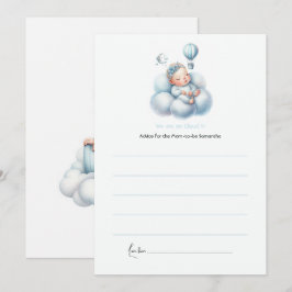 Tarjeta De Consejos Dulce Fiesta de Bebé en Globo Aerostático Soñador