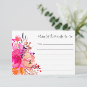 Tarjeta De Consejos Dulce Fiesta de Bebé Floral Rosa Brillante Moderno
