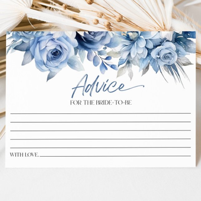 Tarjeta De Consejos Duste Blue Floral Flor Bridal Shower (Subido por el creador)
