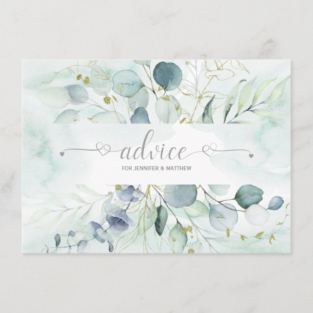 Tarjeta De Consejos Duste Blue Sage Green Eucalyptus Botanicals (Anverso)
