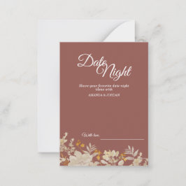 Tarjeta De Consejos Dusty Rosa Autumn Boho Date Night Advance Card