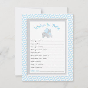 Tarjeta De Consejos El elefante Baby Shower quiere un bebé en gris azu