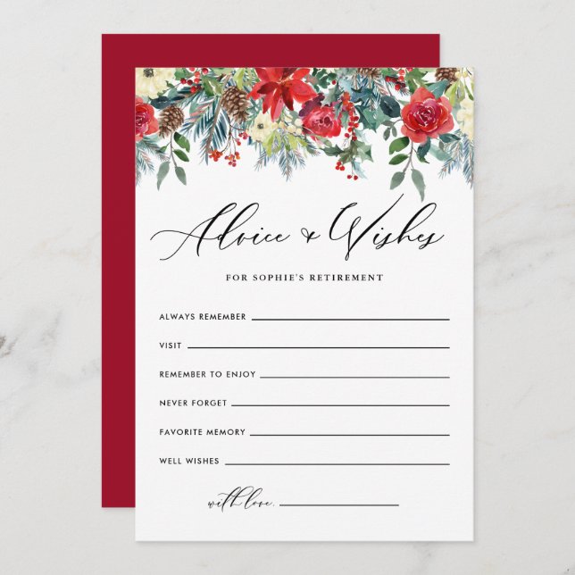 Tarjeta De Consejos El invierno florece con los buenos deseos de la ju (Anverso / Reverso)