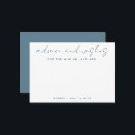 Tarjeta De Consejos El nuevo Sr.   Sra. Boda Azul Minimalista<br><div class="desc">Utilice esta tarjeta de deseos moderna en su fiesta para que los huéspedes dejen una nota personal para el invitado de honor. Agregue su información en el formulario de plantilla. El menú de edición avanzada le permite cambiar los colores y las fuentes.</div>