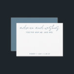 Tarjeta De Consejos El nuevo Sr.   Sra. Boda Azul Minimalista<br><div class="desc">Utilice esta tarjeta de deseos moderna en su fiesta para que los huéspedes dejen una nota personal para el invitado de honor. Agregue su información en el formulario de plantilla. El menú de edición avanzada le permite cambiar los colores y las fuentes.</div>