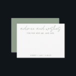 Tarjeta De Consejos El nuevo Sr.   Sra. Minimalista Sage Green Boda<br><div class="desc">Utilice esta tarjeta de deseos moderna en su fiesta para que los huéspedes dejen una nota personal para el invitado de honor. Agregue su información en el formulario de plantilla. El menú de edición avanzada le permite cambiar los colores y las fuentes.</div>