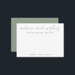 Tarjeta De Consejos El nuevo Sr.   Sra. Minimalista Sage Green Boda<br><div class="desc">Utilice esta tarjeta de deseos moderna en su fiesta para que los huéspedes dejen una nota personal para el invitado de honor. Agregue su información en el formulario de plantilla. El menú de edición avanzada le permite cambiar los colores y las fuentes.</div>