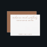 Tarjeta De Consejos El nuevo Sr.   Sra. Minimalista Terracotta Boda Ad<br><div class="desc">Utilice esta tarjeta de deseos moderna en su fiesta para que los huéspedes dejen una nota personal para el invitado de honor. Agregue su información en el formulario de plantilla. El menú de edición avanzada le permite cambiar los colores y las fuentes.</div>
