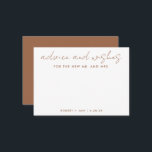 Tarjeta De Consejos El nuevo Sr.   Sra. Minimalista Terracotta Boda Ad<br><div class="desc">Utilice esta tarjeta de deseos moderna en su fiesta para que los huéspedes dejen una nota personal para el invitado de honor. Agregue su información en el formulario de plantilla. El menú de edición avanzada le permite cambiar los colores y las fuentes.</div>