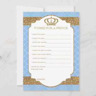 Tarjeta De Consejos El pequeño príncipe Royal Baby Blue Gold quiere be