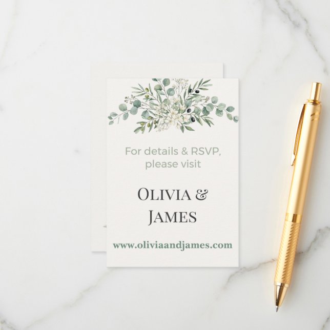 Tarjeta De Consejos Elegant Botanical Wedding Website Insert Card (Anverso/Reverso In Situ)