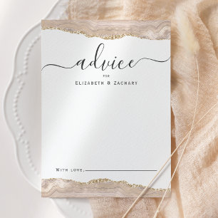 Tarjeta De Consejos Elegante Agata Marfil Dorado Boda