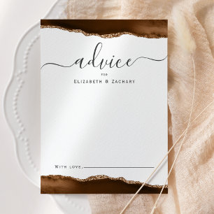 Tarjeta De Consejos Elegante Agata Mocha Marrón Dorado Boda