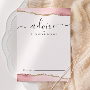 Tarjeta De Consejos Elegante Agata Rosa Dorado Boda