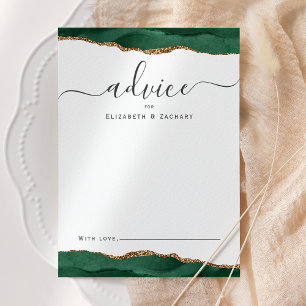 Tarjeta De Consejos Elegante Agata Verde Esmeralda Boda de Oro