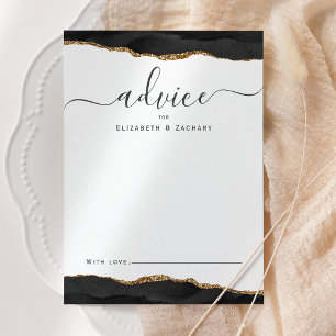 Tarjeta De Consejos Elegante boda de acuarela ágata negro oro
