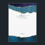 Tarjeta De Consejos Elegante Boda de Agate Azul y Oro de la Marina<br><div class="desc">Celebre con estilo con estas modernas y modernas tarjetas de consejo. El diseño presenta un fondo agate color azul marino y purpurina dorado con un texto de letra manuscrito correspondiente. Estas tarjetas le permitirán a sus huéspedes escribir una nota de consejo para que pueda seguir leyendo en los próximos años....</div>