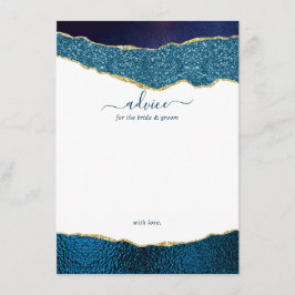 Tarjeta De Consejos Elegante Boda de Agate Azul y Oro de la Marina