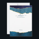 Tarjeta De Consejos Elegante Boda de Agate Azul y Oro de la Marina<br><div class="desc">Celebre con estilo con estas modernas y modernas tarjetas de consejo. El diseño presenta un fondo agate color azul marino y purpurina dorado con un texto de letra manuscrito correspondiente. Estas tarjetas le permitirán a sus huéspedes escribir una nota de consejo para que pueda seguir leyendo en los próximos años....</div>