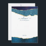 Tarjeta De Consejos Elegante Boda de Agate Azul y Oro de la Marina<br><div class="desc">Celebre con estilo con estas modernas y modernas tarjetas de consejo. El diseño presenta un fondo agate color azul marino y purpurina dorado con un texto de letra manuscrito correspondiente. Estas tarjetas le permitirán a sus huéspedes escribir una nota de consejo para que pueda seguir leyendo en los próximos años....</div>