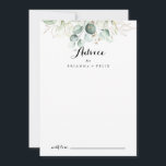 Tarjeta De Consejos Elegante Boda de caligrafía moderna de la vegetaci<br><div class="desc">Esta elegante tarjeta de boda de caligrafía dorada es perfecta para un boda sencillo. El diseño presenta oro de mano y hojas de eucalipto botánico verde, inspiradoras de belleza artística. Estas tarjetas son perfectas para un boda, una ducha de novia, una ducha de bebé, una fiesta de graduación y más....</div>