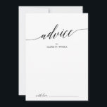 Tarjeta De Consejos Elegante Boda de caligrafía negra<br><div class="desc">Esta elegante tarjeta de boda de caligrafía negra es perfecta para un boda sencillo y se puede utilizar para cualquier evento. El diseño neutro cuenta con una tarjeta minimalista decorada con una tipografía romántica y caprichosa. Estas tarjetas de consejo pueden utilizarse como alternativa de libro de visitas para una recepción...</div>