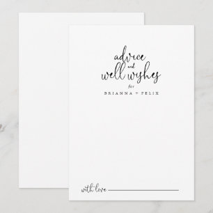 Tarjeta De Consejos Elegante Boda de guión de moda Deseos