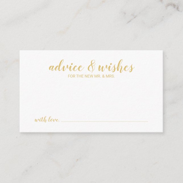 Tarjeta De Consejos Elegante Boda de oro elegante (Anverso)