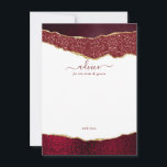 Tarjeta De Consejos Elegante Boda del Agate de Borgoña y Oro<br><div class="desc">Celebre con estilo con estas modernas y modernas tarjetas de consejo. El diseño presenta un fondo agate color burdeos y purpurina dorado con un texto de letra manuscrito que coincide con el de la letra. Estas tarjetas le permitirán a sus huéspedes escribir una nota de consejo para que pueda seguir...</div>