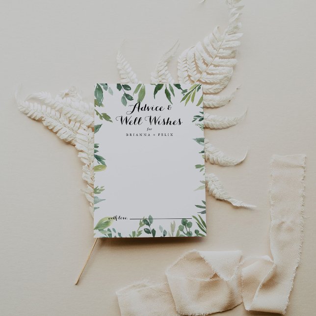 Tarjeta De Consejos Elegante Boda del follaje verde tropical (Subido por el creador)