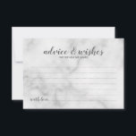 Tarjeta De Consejos Elegante Boda elegante de mármol<br><div class="desc">Elegante y elegante tarjeta de consejos y deseos de Bodas de mármol blanco con un título de escritura moderna y gris,  con detalles en el estilo moderno gris sans serif tipo de letra sobre fondo de mármol blanco.</div>