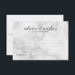 Tarjeta De Consejos Elegante Boda elegante de mármol<br><div class="desc">Elegante y elegante tarjeta de consejos y deseos de Bodas de mármol blanco con un título de escritura moderna y gris,  con detalles en el estilo moderno gris sans serif tipo de letra sobre fondo de mármol blanco.</div>