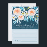 Tarjeta De Consejos Elegante Boda floral de acuarela azul de la marina<br><div class="desc">Moderno diseño de tarjetas de consejos y deseos florales bodas con flores acuáticas y otros elementos botánicos.</div>