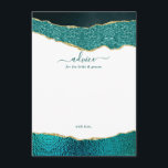 Tarjeta De Consejos Elegante Boda Turquesa & Gold Agate<br><div class="desc">Celebre con estilo con estas modernas y modernas tarjetas de consejo. El diseño presenta un fondo agate color agua turquesa y purpurina dorado con una redacción de letra manuscrita que coincide con la del guión. Estas tarjetas le permitirán a sus huéspedes escribir una nota de consejo para que pueda seguir...</div>