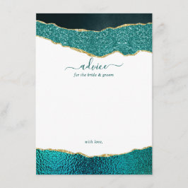 Tarjeta De Consejos Elegante Boda Turquesa & Gold Agate