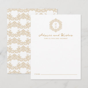 Tarjeta De Consejos Elegante Cresta de Herencia Monograma de Boda en O