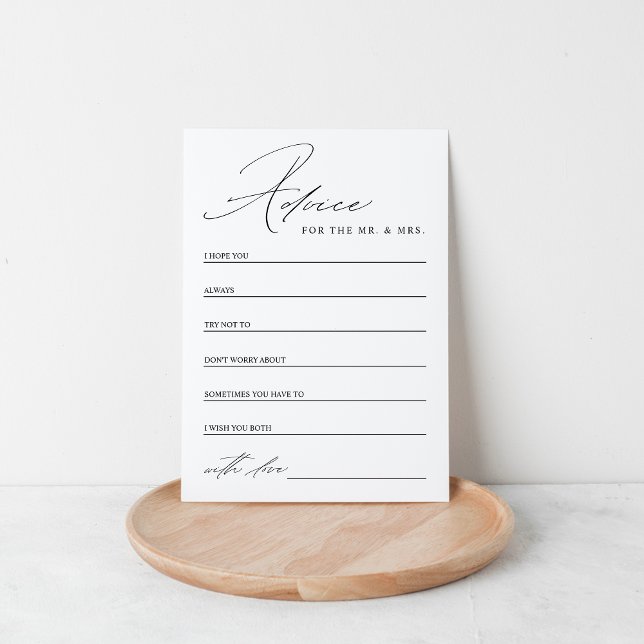 Tarjeta De Consejos Elegante ducha de novias en blanco y negro (Subido por el creador)