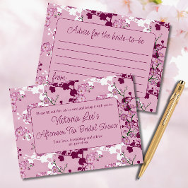 Tarjeta De Consejos Elegante Flor De Cerezo Rosa Ducha Bridal