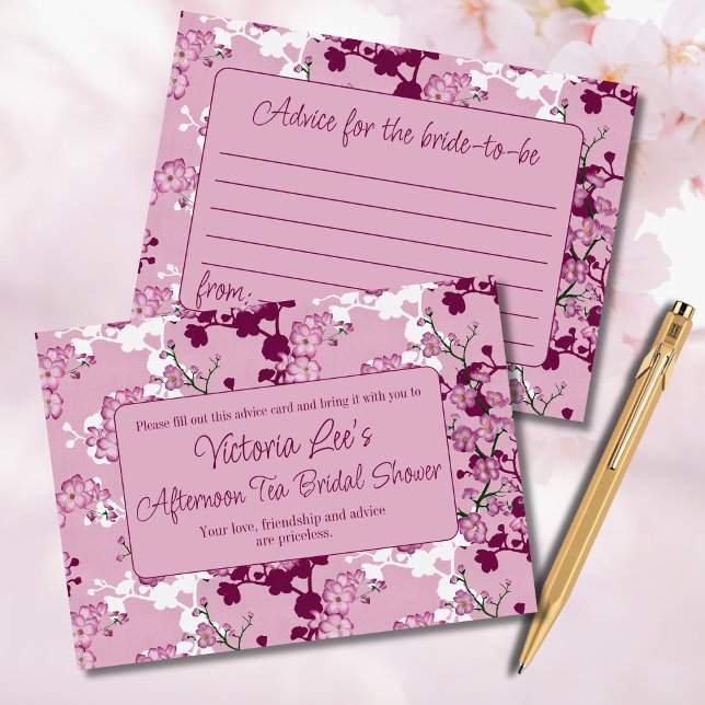 Tarjeta De Consejos Elegante Flor De Cerezo Rosa Ducha Bridal (Subido por el creador)