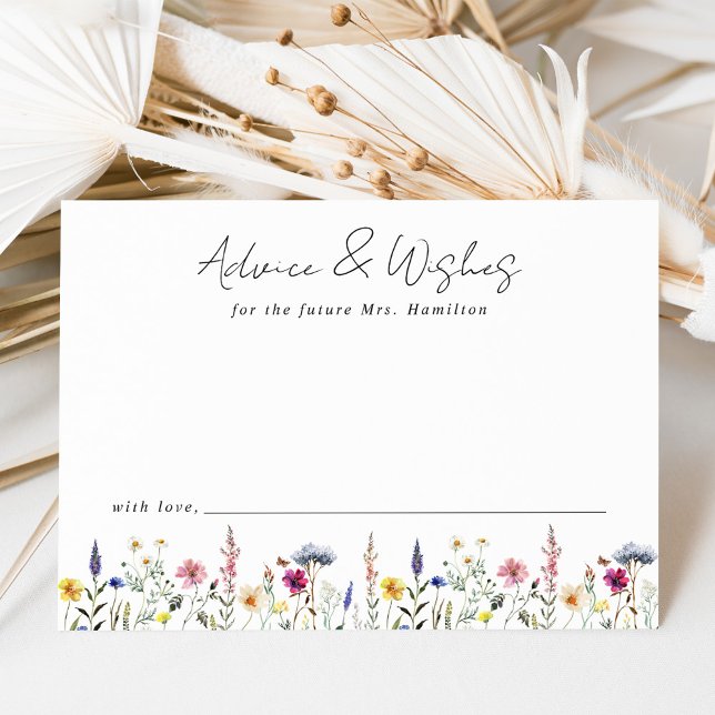Tarjeta De Consejos Elegante Flor Silvestre Meadow Bridal Shower (Subido por el creador)