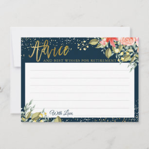 Tarjeta De Consejos Elegante planicie de retiro de oro azul floral