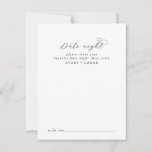 Tarjeta De Consejos Elegante Script Date Night Idea Advance Card<br><div class="desc">Estas elegantes tarjetas de ideas para citas por la noche son la actividad perfecta para una simple recepción de boda o una ducha de novia. El diseño minimalista en blanco y negro presenta una elegante tipografía romántica con un estilo moderno de cristal. Personalizable de cualquier color. Mantenga el diseño minimalista...</div>