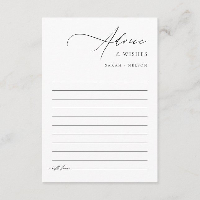 Tarjeta De Consejos Elegante Y Moderno Deseos De Boda Y (Anverso)