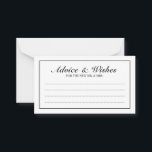 Tarjeta De Consejos Elegantes consejos y deseos de Bodas blancos y neg<br><div class="desc">Hermosa tarjeta de consejos y deseos para Bodas blancos y negros con información en un elegante estilo de letra negro con borde rectangular negro. Haga clic en el botón personalizar it para personalizar el diseño.</div>