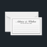 Tarjeta De Consejos Elegantes consejos y deseos de Bodas blancos y neg<br><div class="desc">Hermosa tarjeta de consejos y deseos para Bodas blancos y negros con información en un elegante estilo de letra negro con borde rectangular negro. Haga clic en el botón personalizar it para personalizar el diseño.</div>