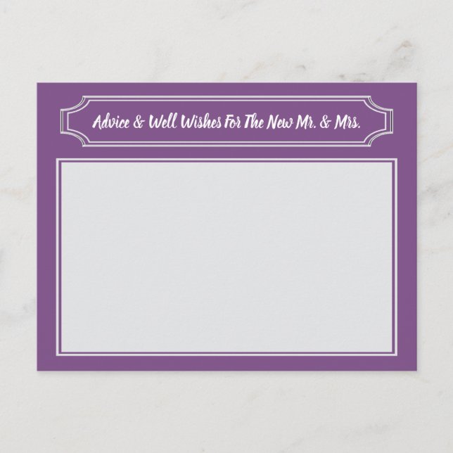 Tarjeta De Consejos Elegantes Deseos Para Novia Y Groom, Consejos Boda (Anverso)