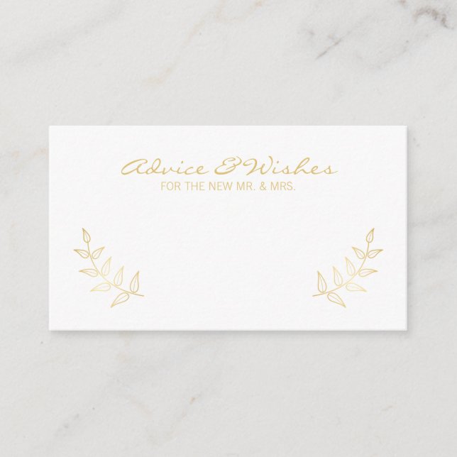 Tarjeta De Consejos Elegantes Laurels de oro Boda consejos y deseos (Anverso)