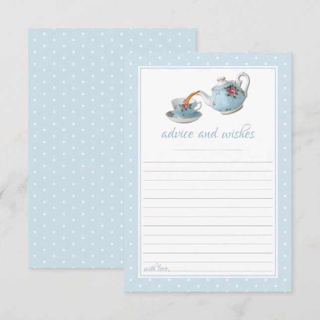 Tarjeta De Consejos Elegantes teacups Baby Shower Tea Fiesta (Anverso / Reverso)