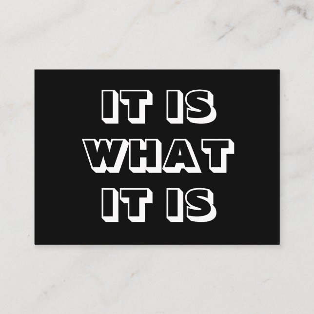 Tarjeta De Consejos Es lo que es, negrita moderna blanca negra (Anverso)