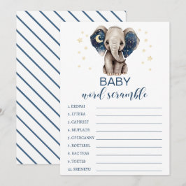 Tarjeta De Consejos Estrellas de la luna elefante bebé ducha palabra s
